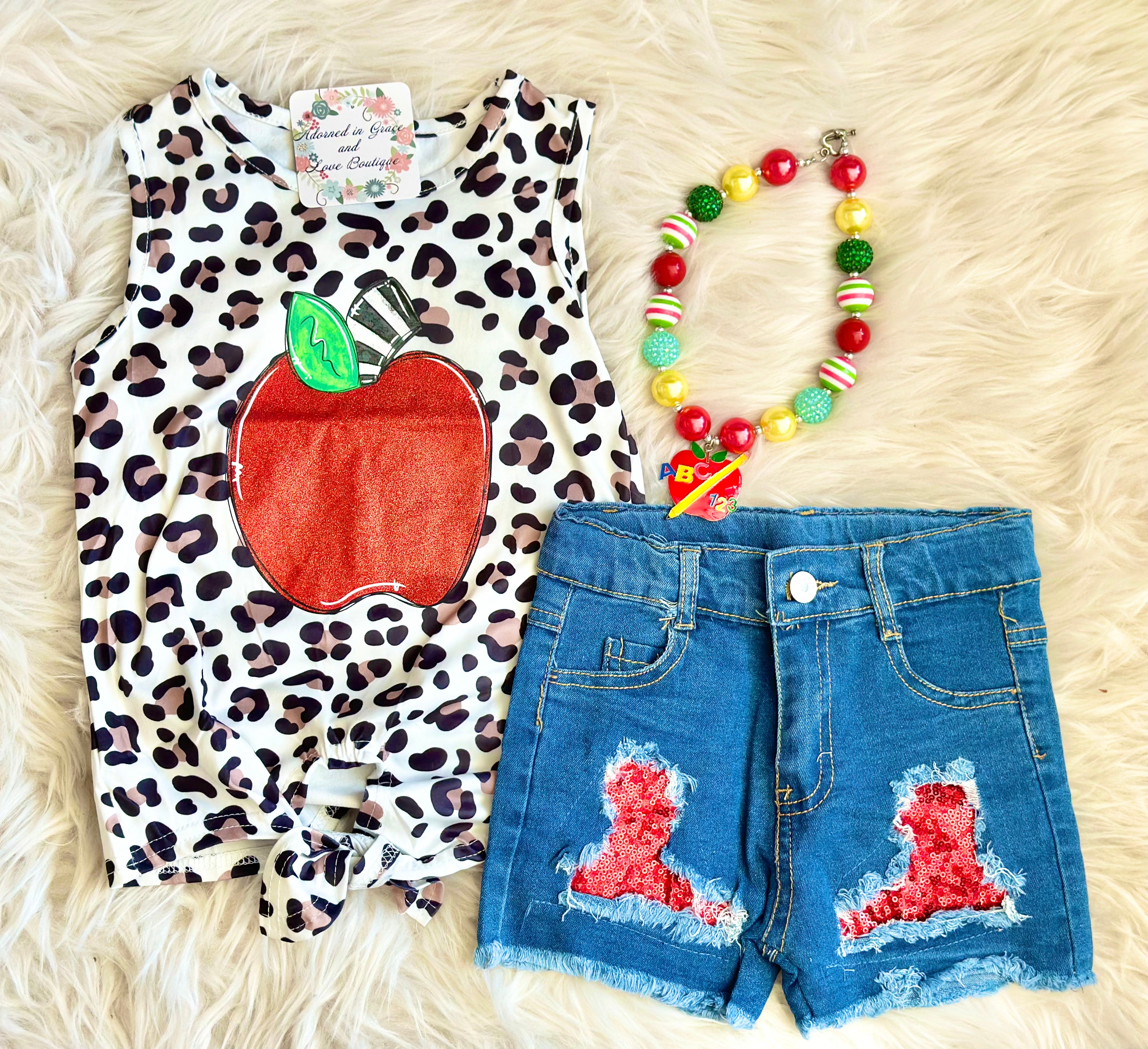 Leopard Apple shorts set