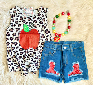 Leopard Apple shorts set